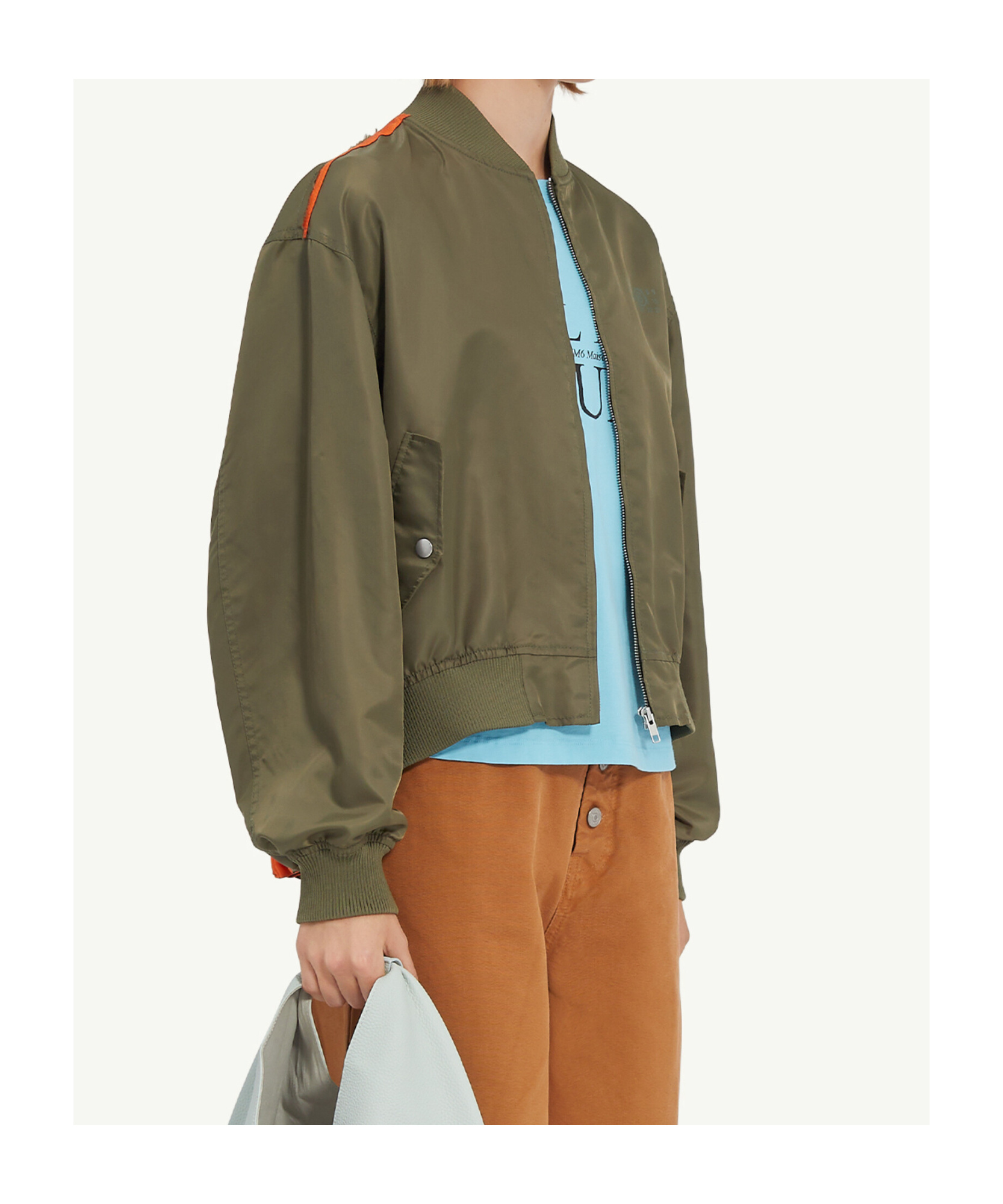 Mm6 Maison Margiela Logo-print Zip-up Jacket In Green
