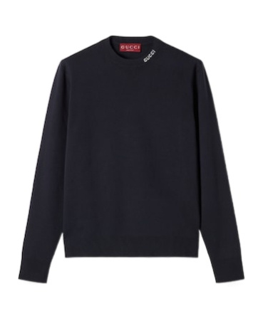 Gucci Silk Cotton Knit Sweater With Intarsia In Black