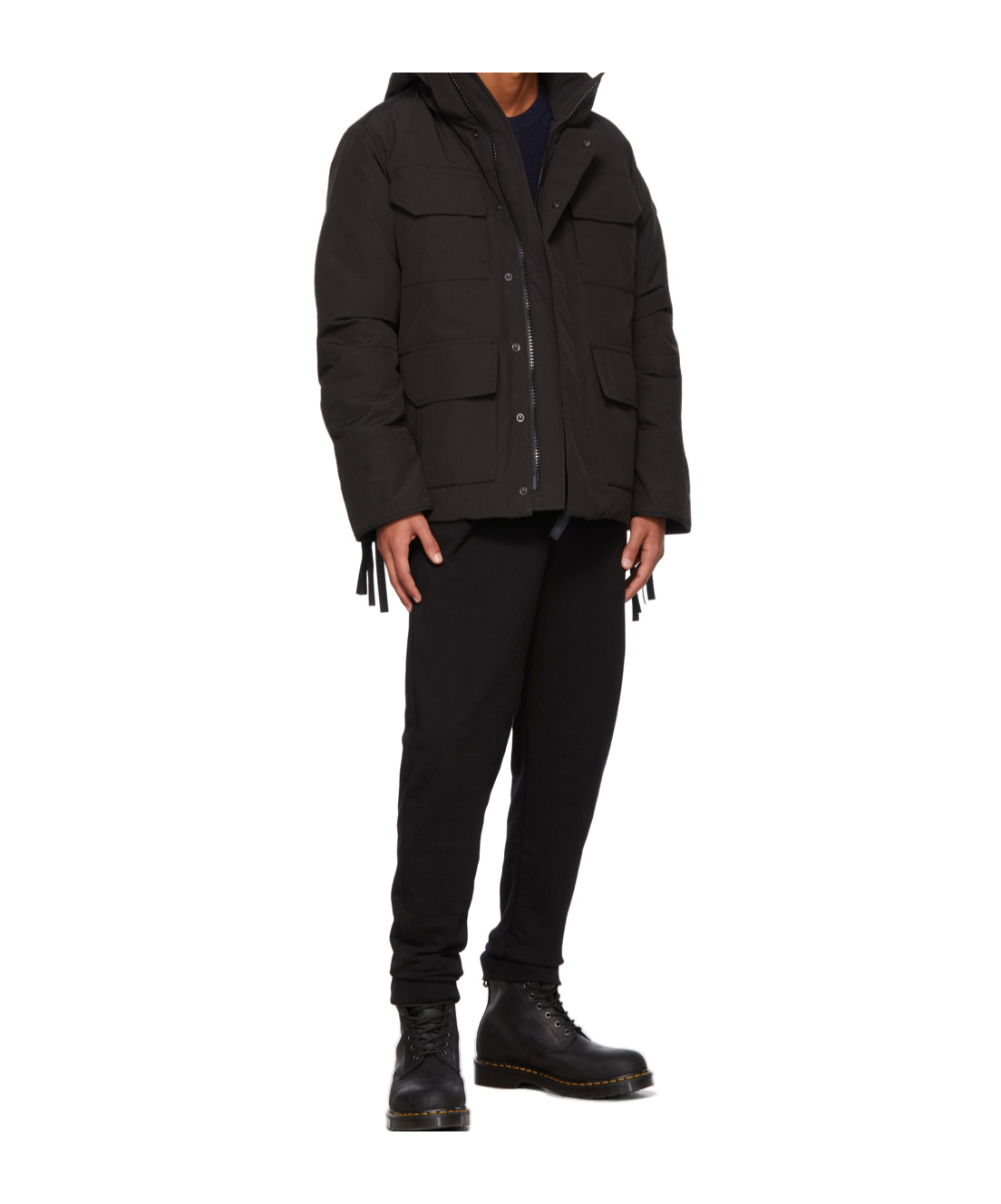 Canada Goose Men Black Cotton Logo Patch To The Front Elasticated Ankles Elasticated Drawstring Wais In Black