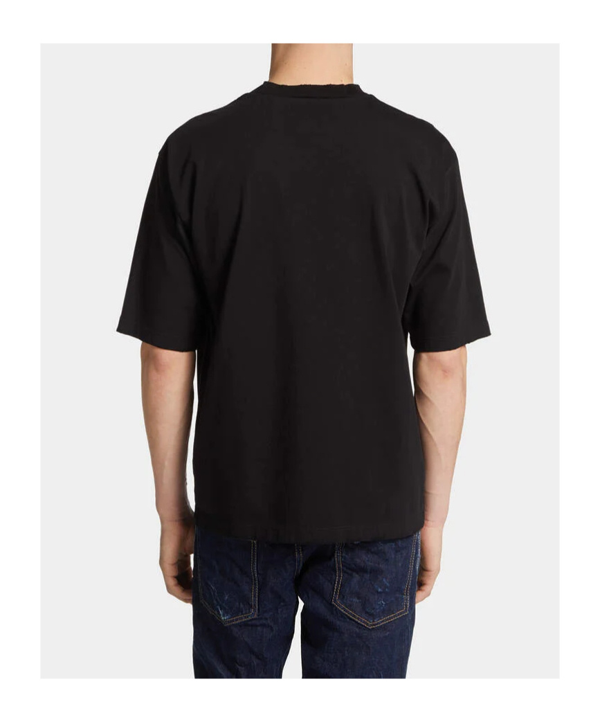Dsquared2 Graphic Print Crew Neck Short Sleeve Top In Black