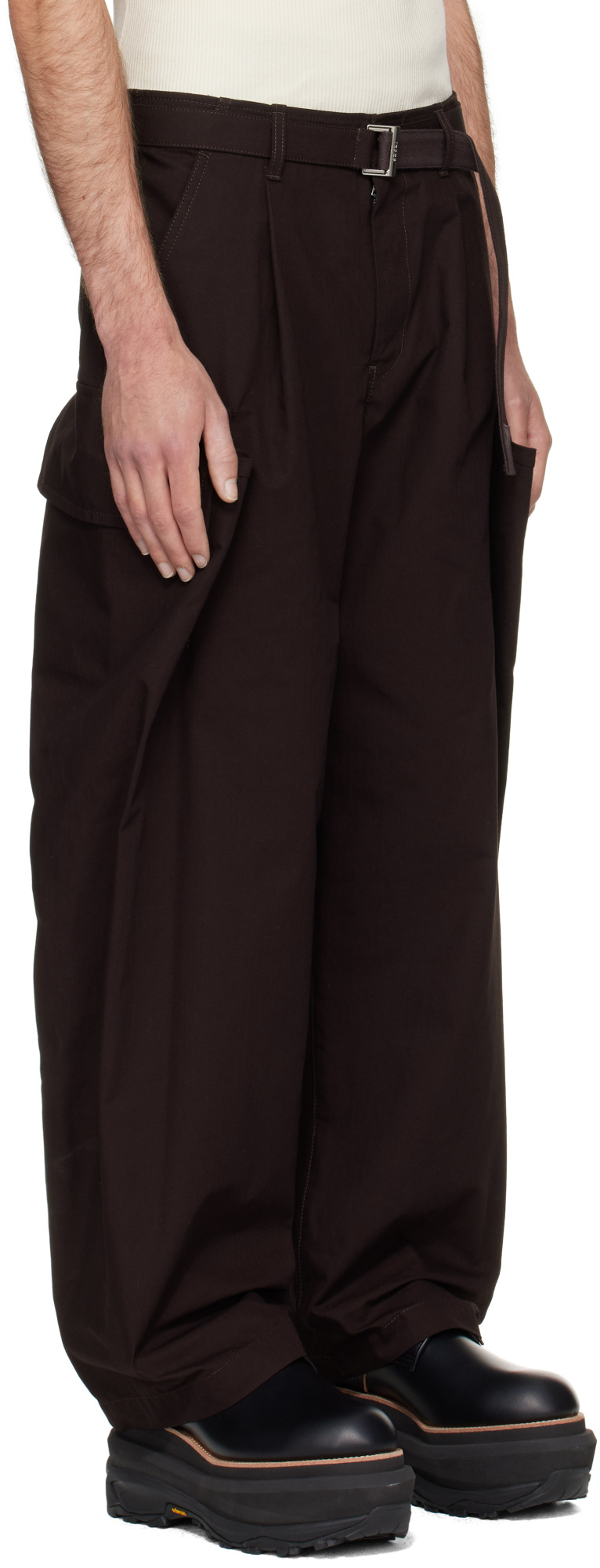 Sacai Cargo Straight-leg Trousers In Black