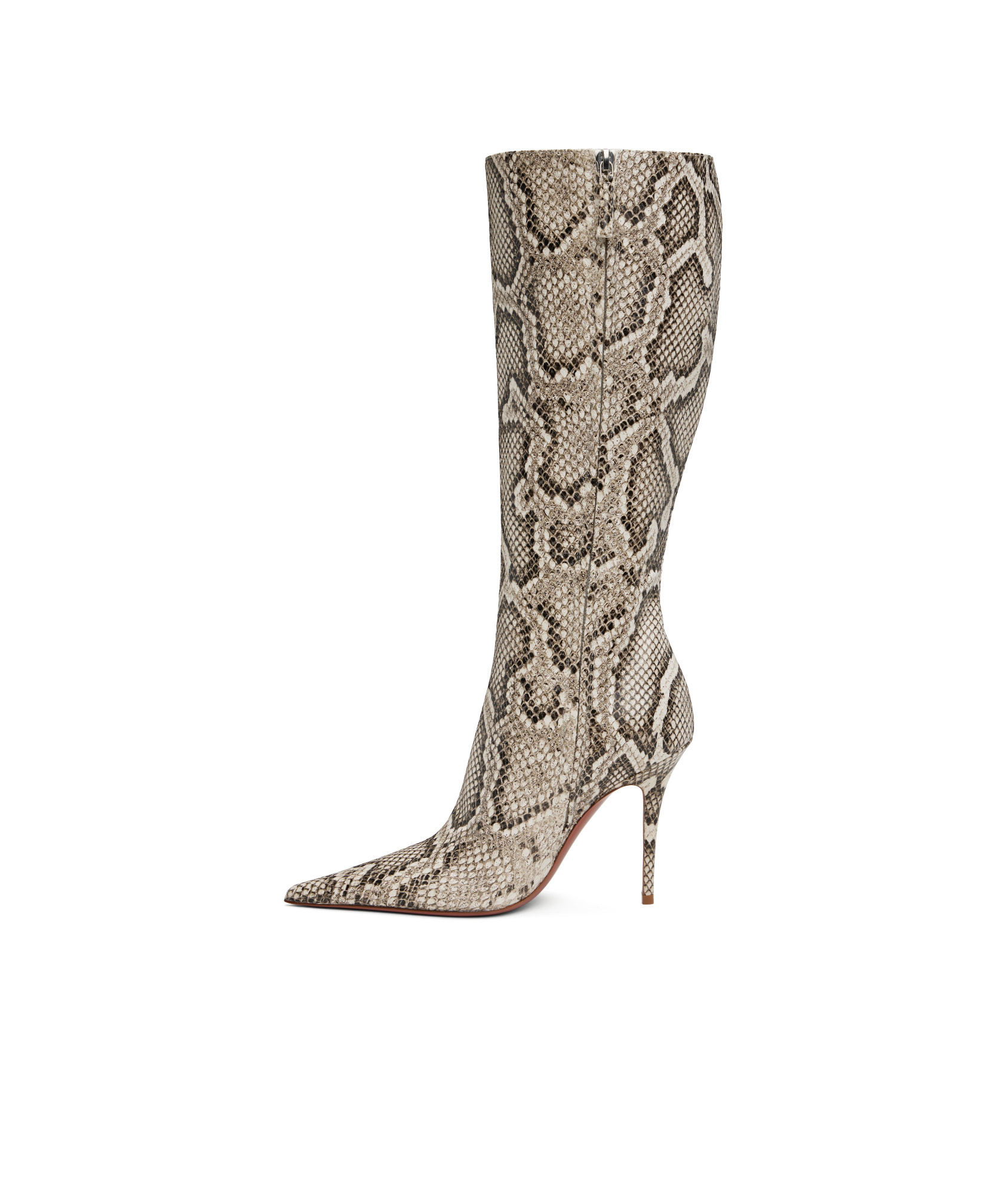 Amina Muaddi Patent Leather Barbara Boots 105 In Neutral