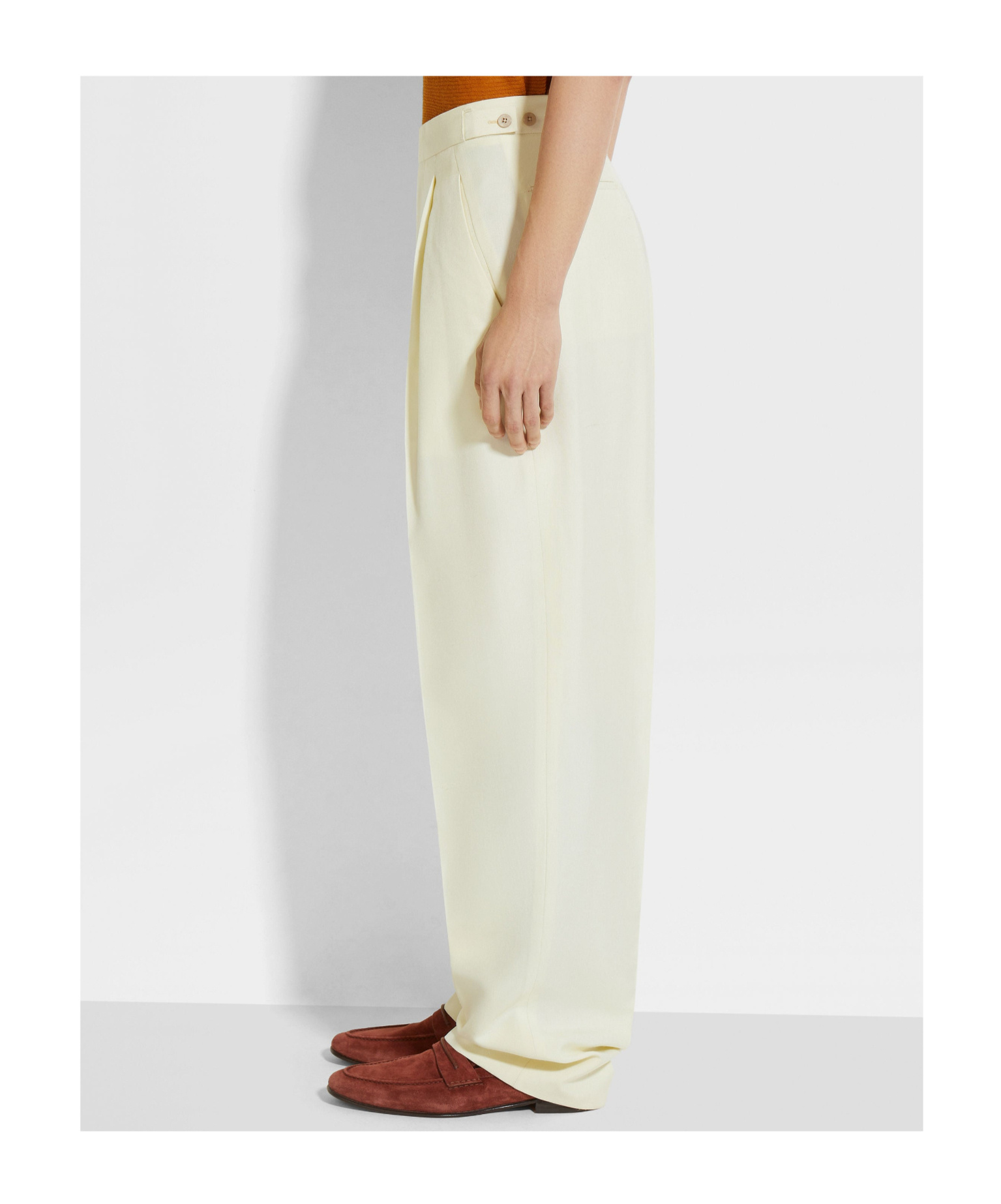Zegna Pantalon En Soie Et Laine Jaune Clair In Yellow