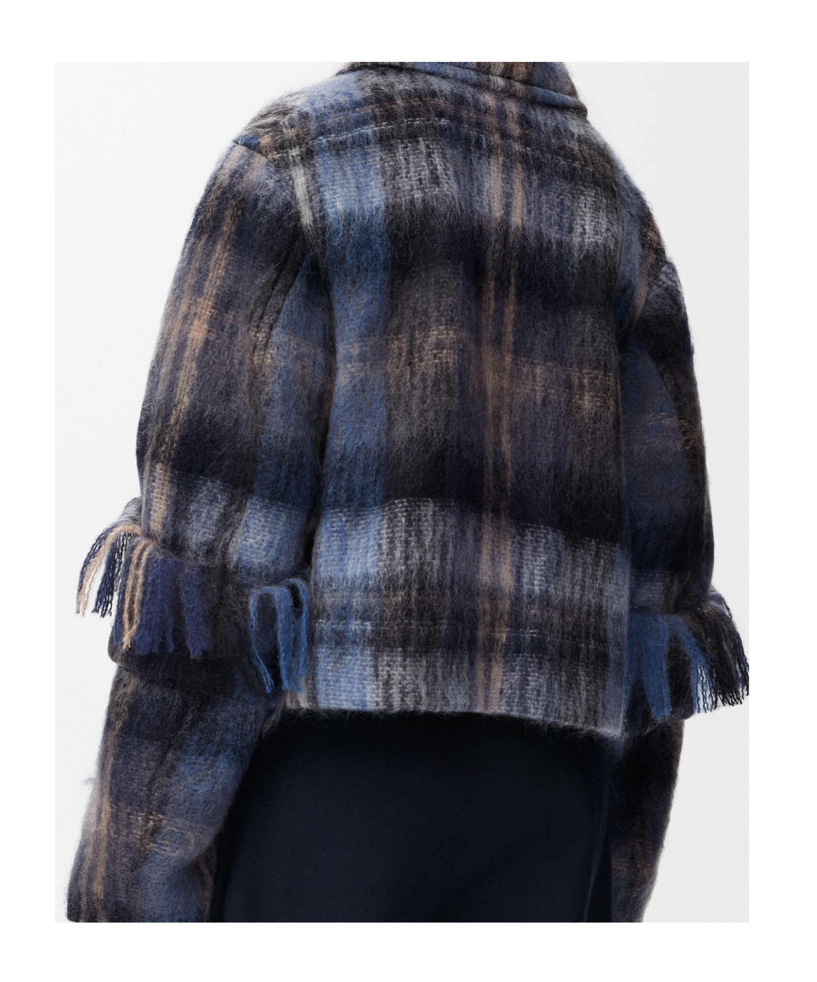 Loewe Mohair-wool Scarf-detail Check Coat In Multi