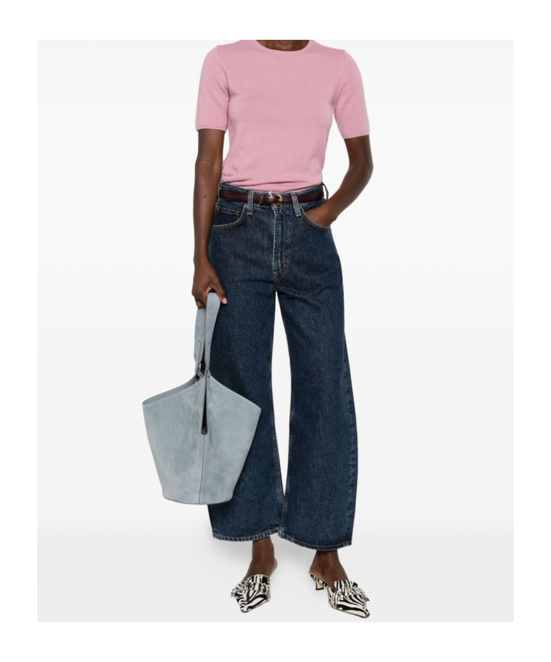 Agolde Denim Trousers With Belt Loops In Blue