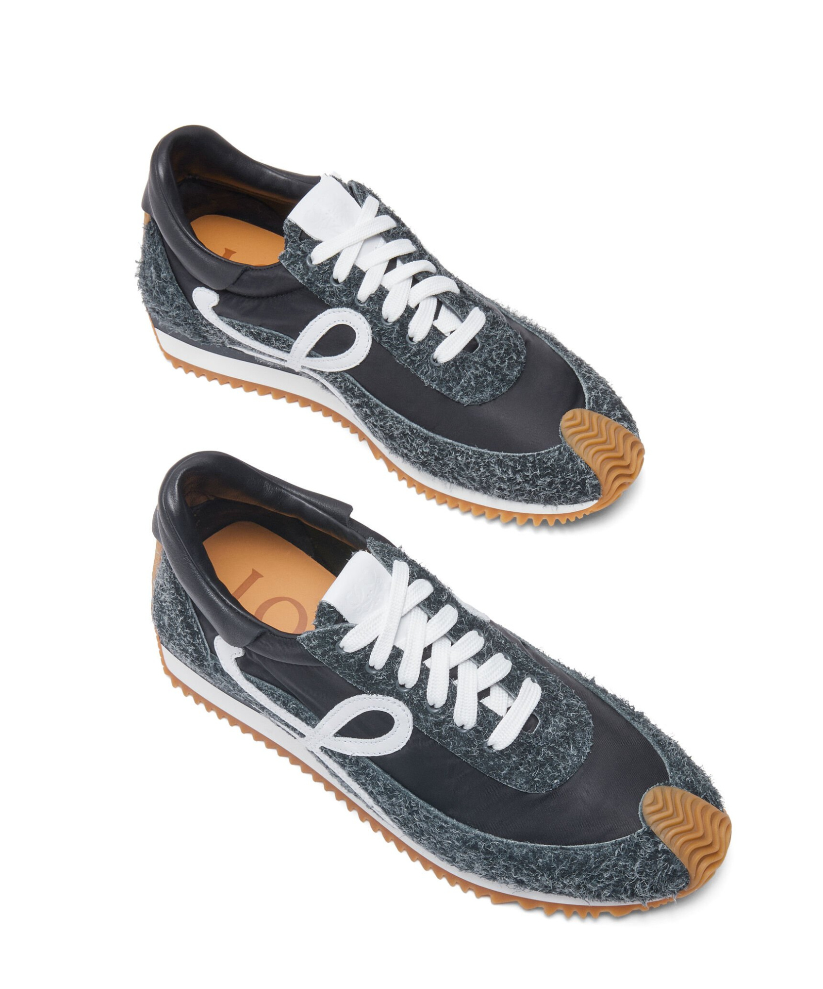 Loewe Flow Runner Sneakers In Nylon And Suede In Black