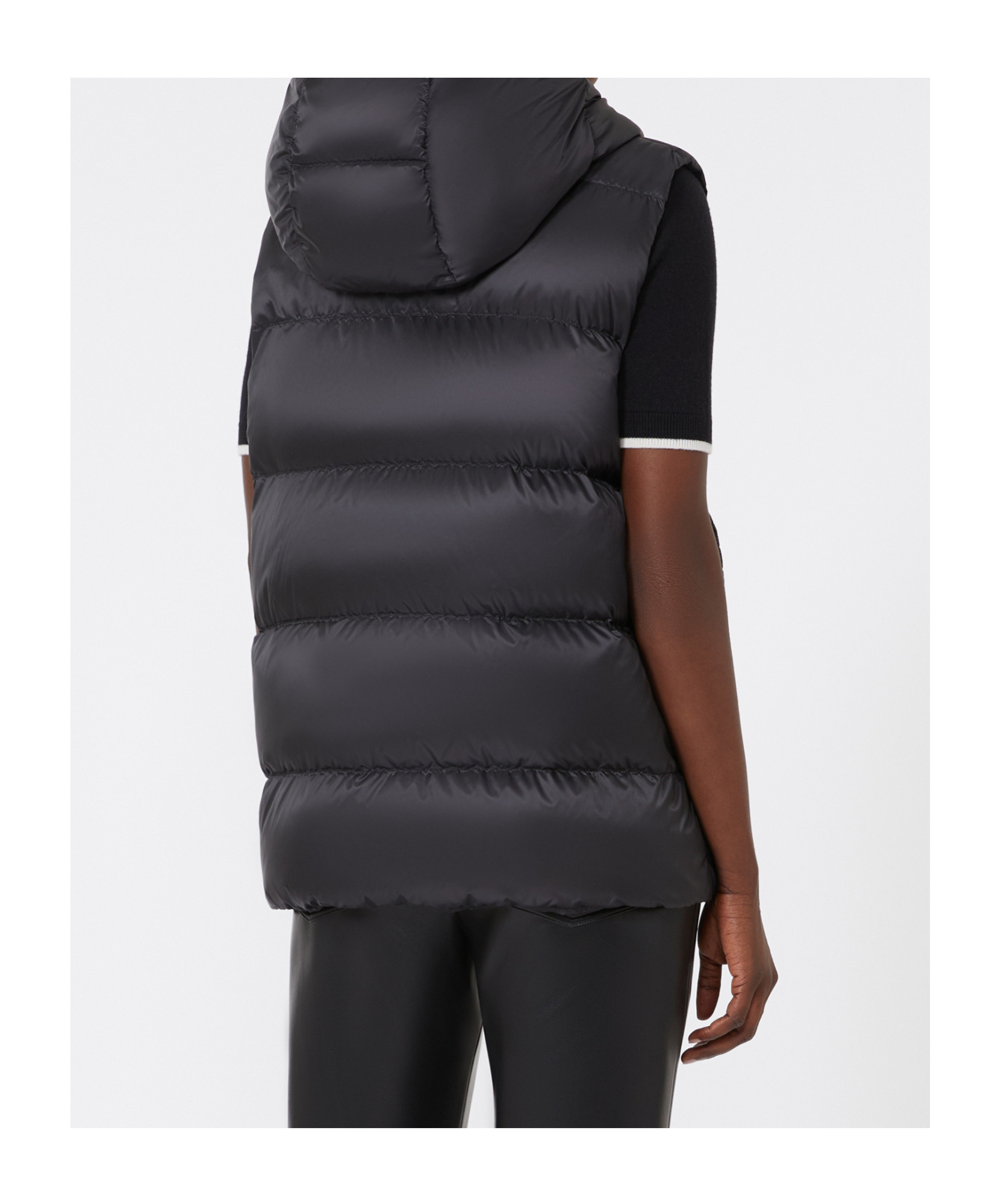 Max Mara Hooded Cotton Padded Vest In Black