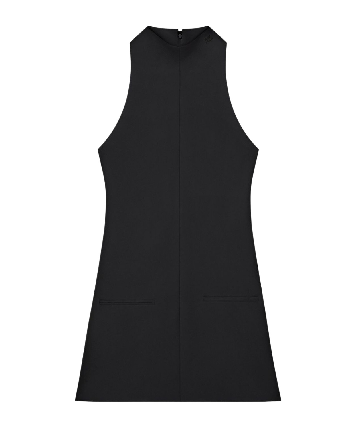 Shop Courrèges Sleeveless Twill A-line Dress In Black