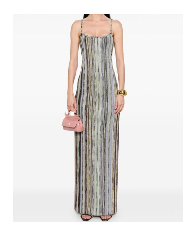 Shop Missoni Striped Lurex Dress In Gray