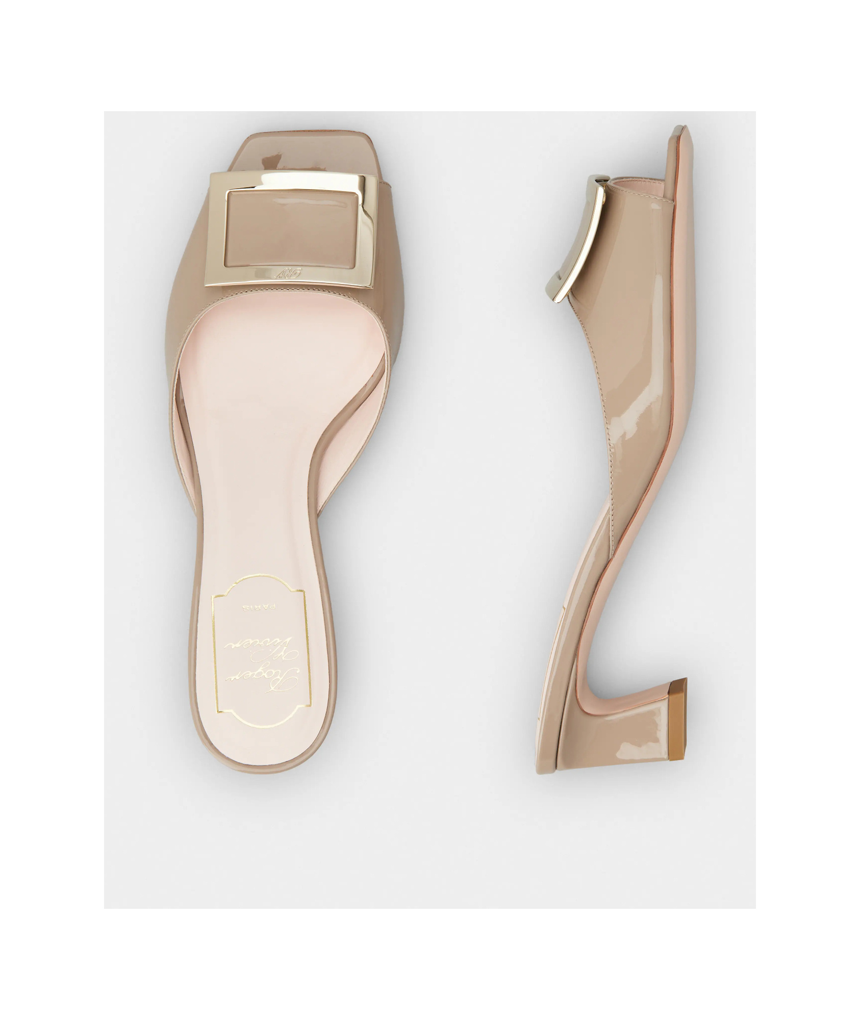 Shop Roger Vivier Trompette Mules In Patent Leather In Brown