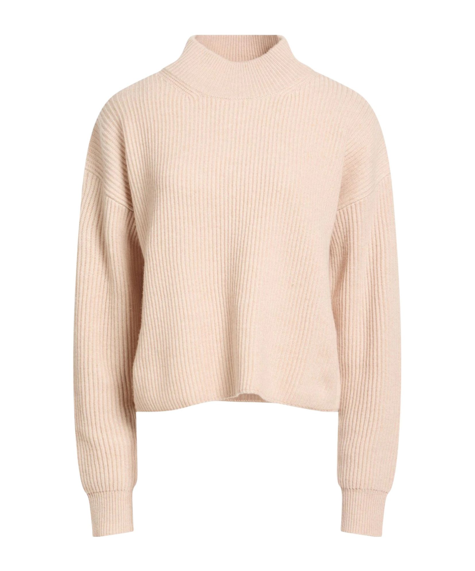 Max Mara Mock-neck Ribbed Knit Sweater In Nude