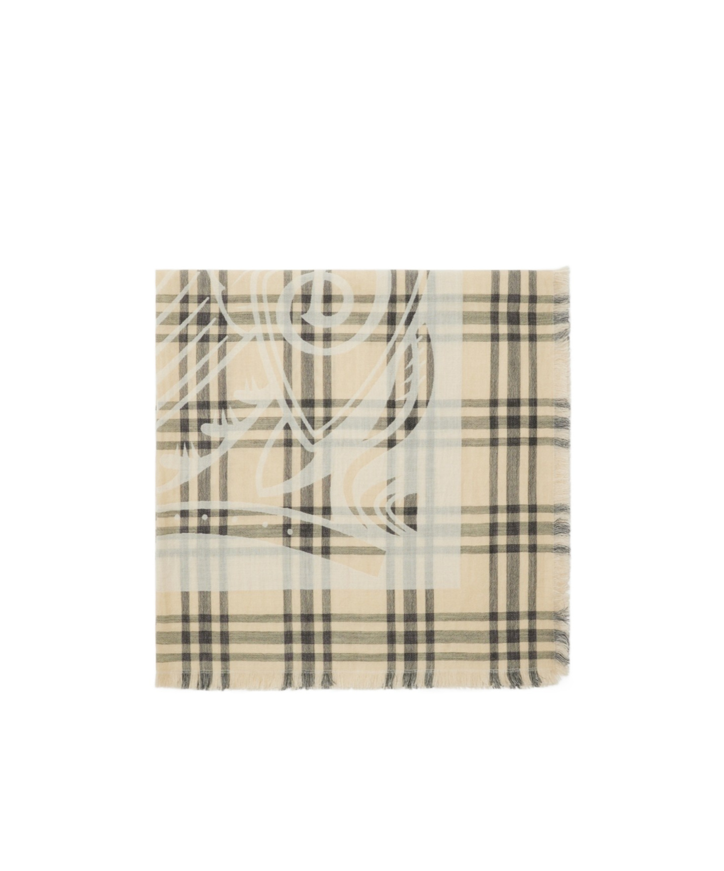 Burberry Ekd Check Wool Blend Scarf In Nude