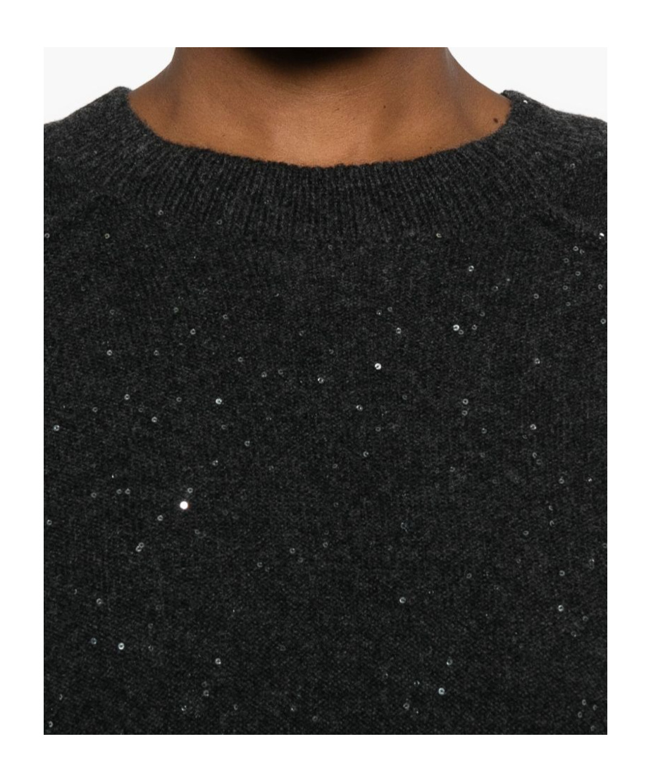 Antonelli Relaxed Fit Gray Sweater With Sparkling Sequins In Black