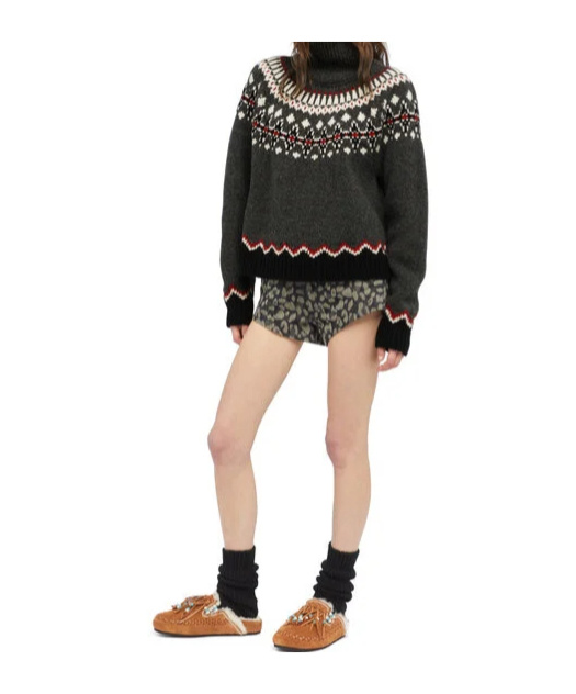 Alanui Sweet Winter Fair Isle Turtleneck Sweater In Gray