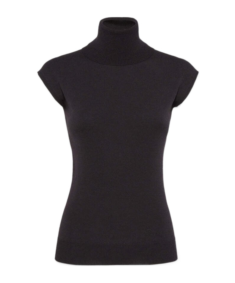 Dsquared2 Cap-sleeve Turtleneck Top In Black