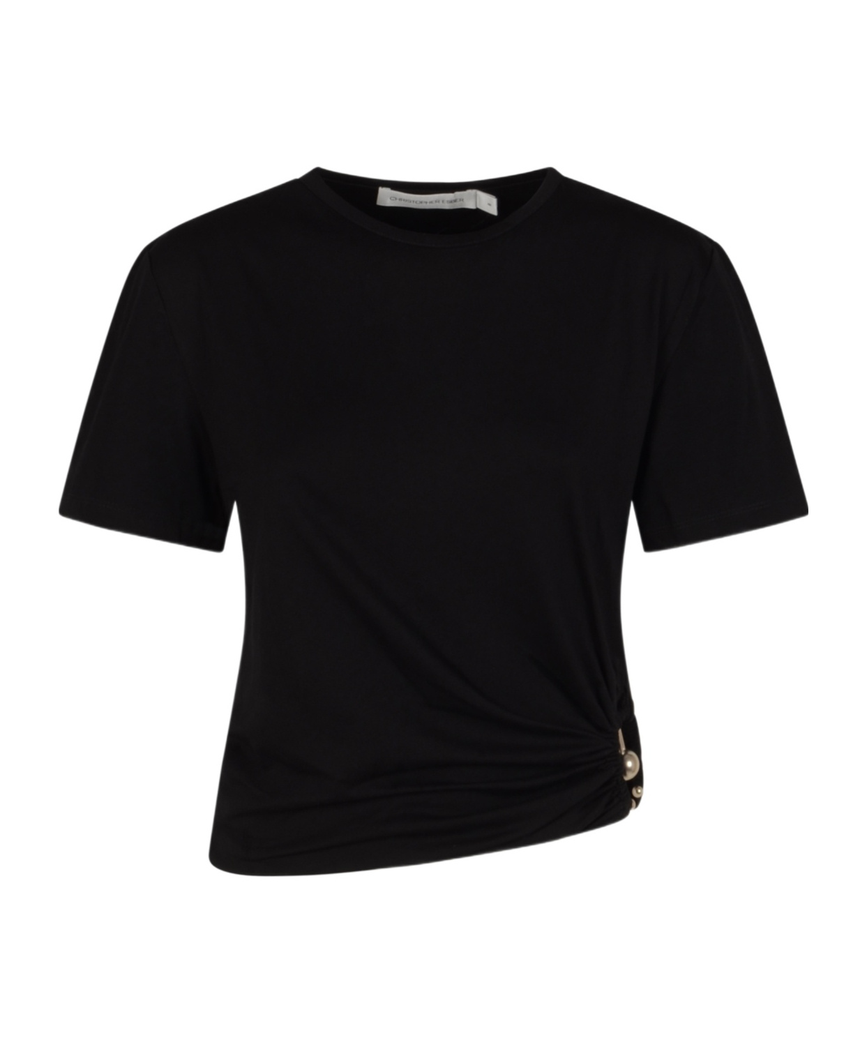 Christopher Esber Orbit Cotton Jersey Crop Top In Black