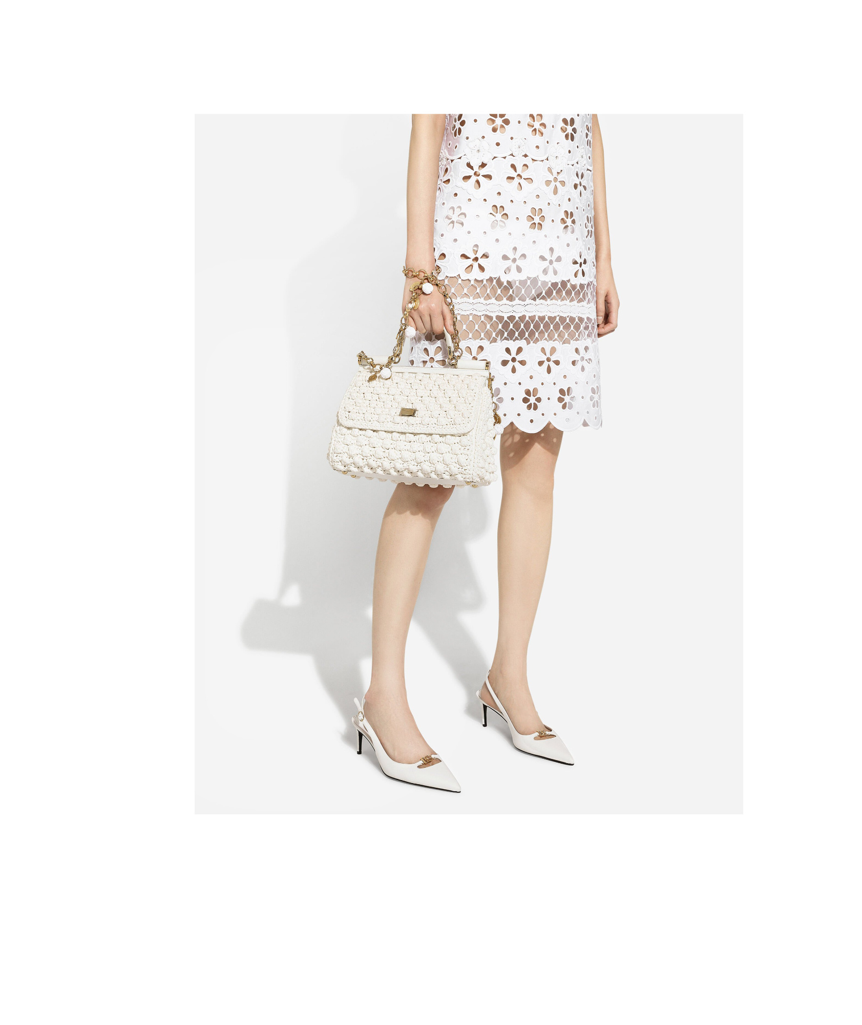 Dolce & Gabbana Large Sicily Interwoven Tote Bag In White