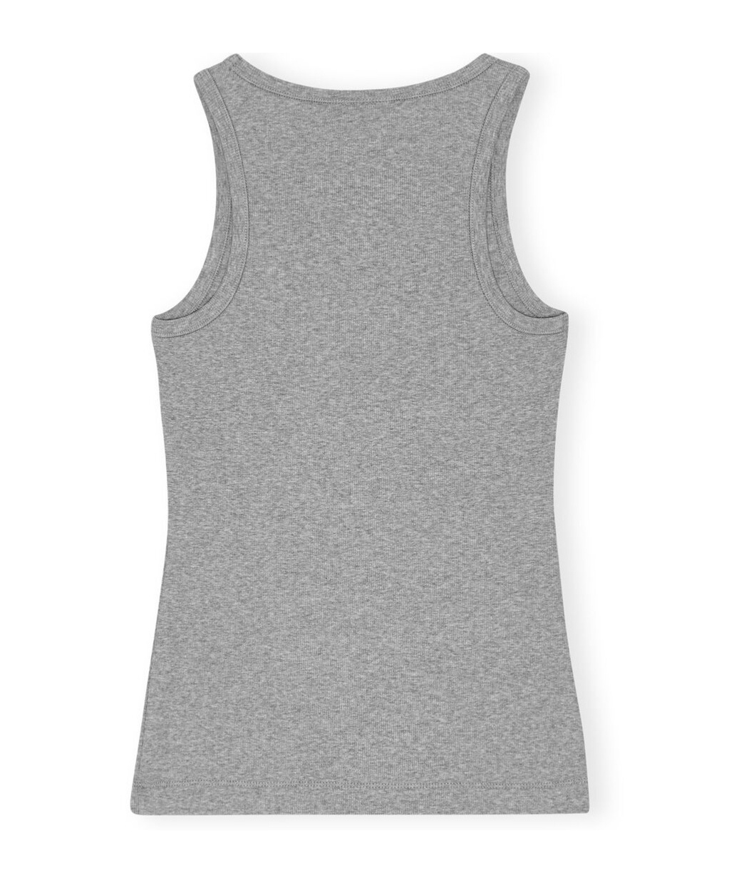 Ganni Grey Soft Cotton Rib Tank Top In Gray