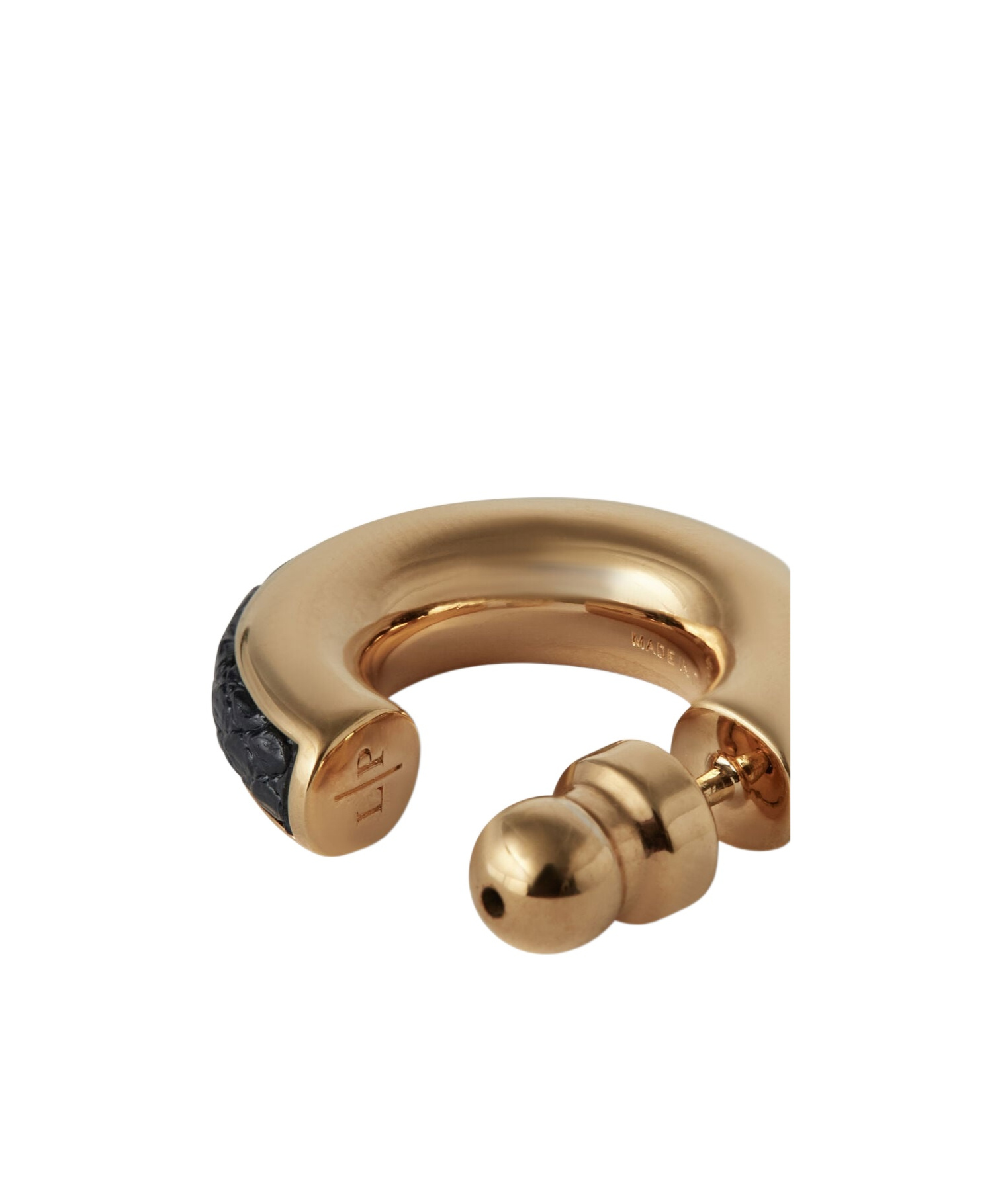 Loro Piana Double Ring Earrings In Navy Blue/sun Gold
