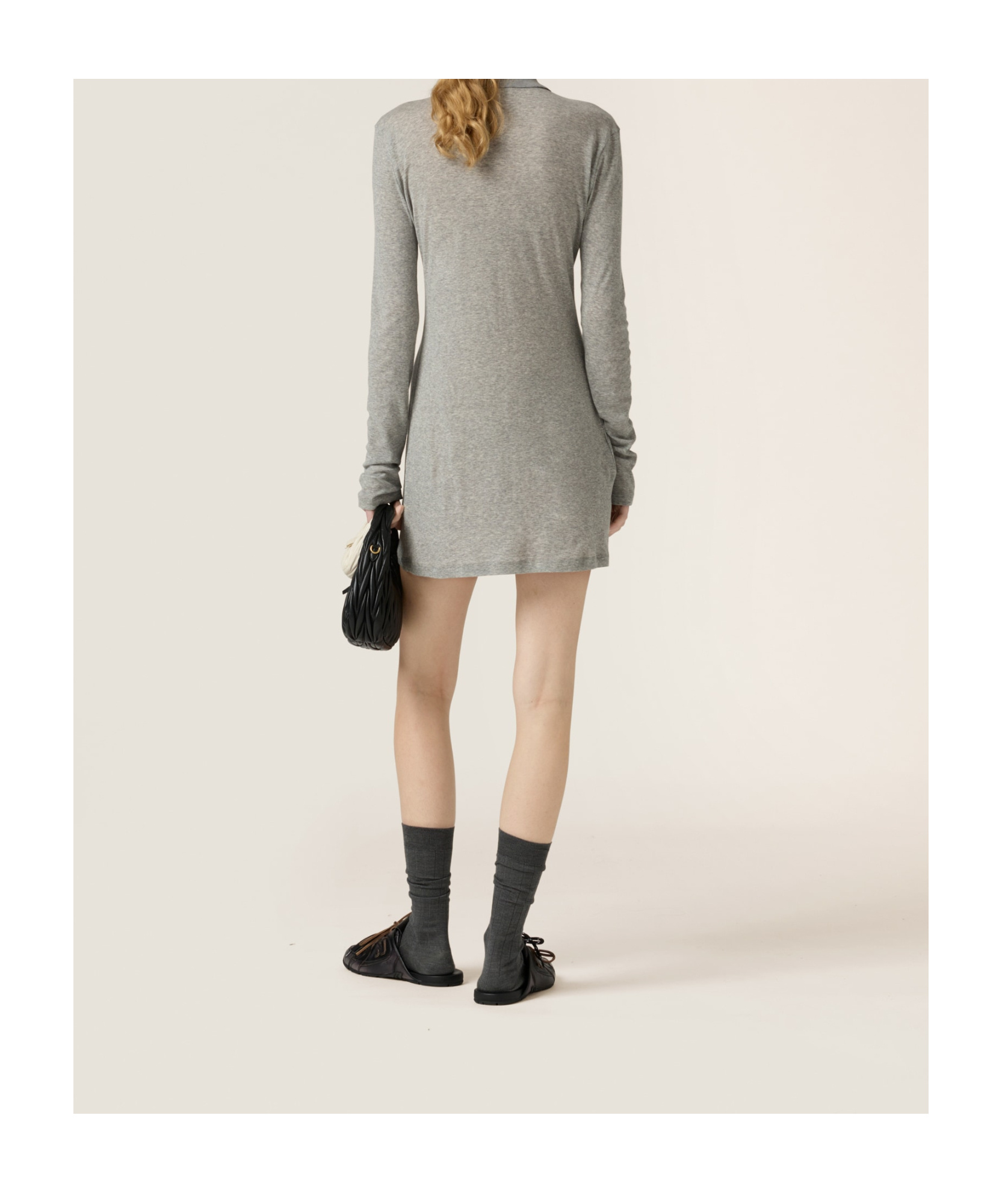 Miu Miu Minikleid Aus Geripptem Strick In Gray