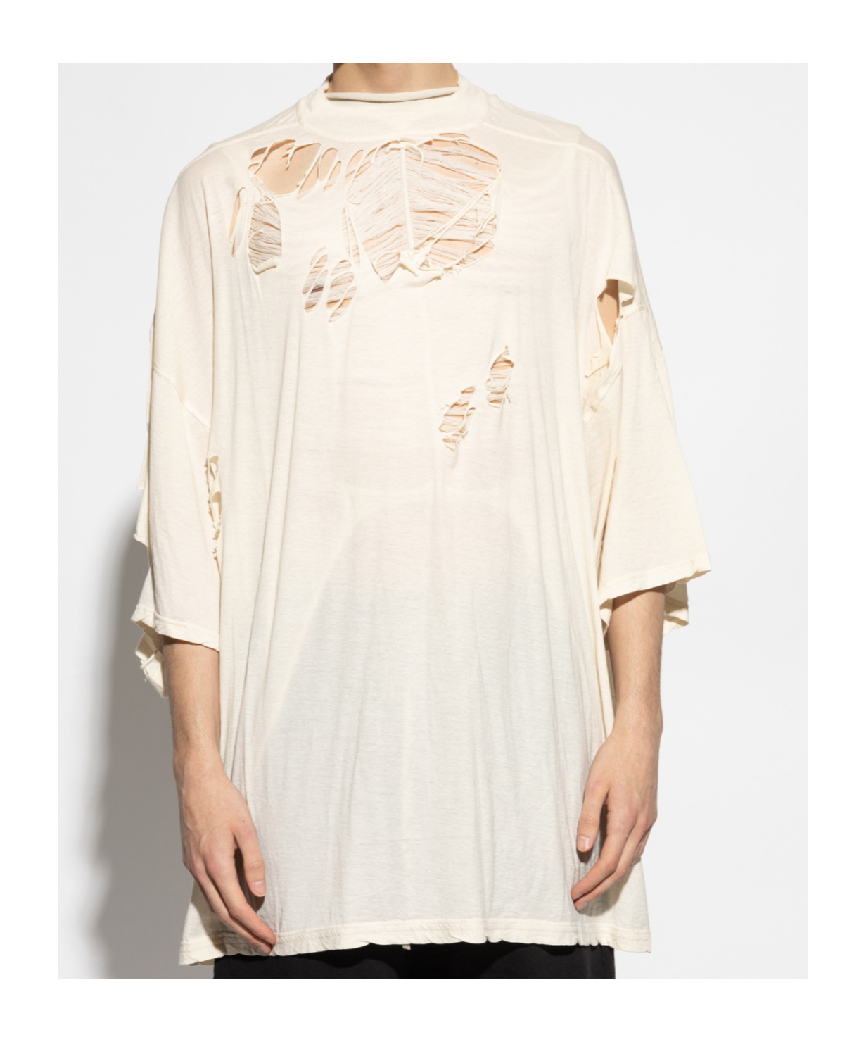 Rick Owens Drkshdw T-shirt With Broken Holes In White