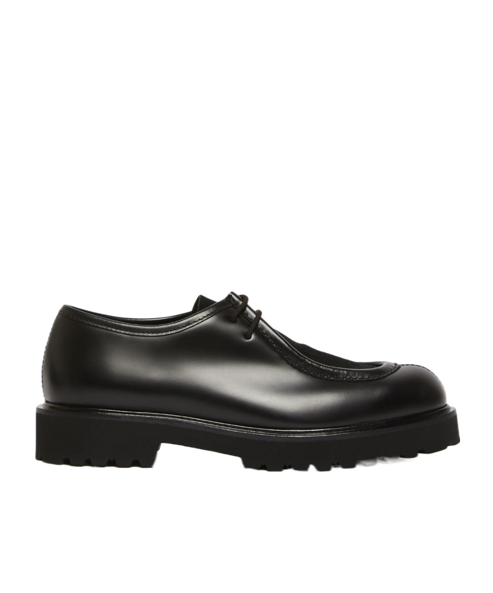 Max Mara Leather And Suede Lace-up Shoes In Black