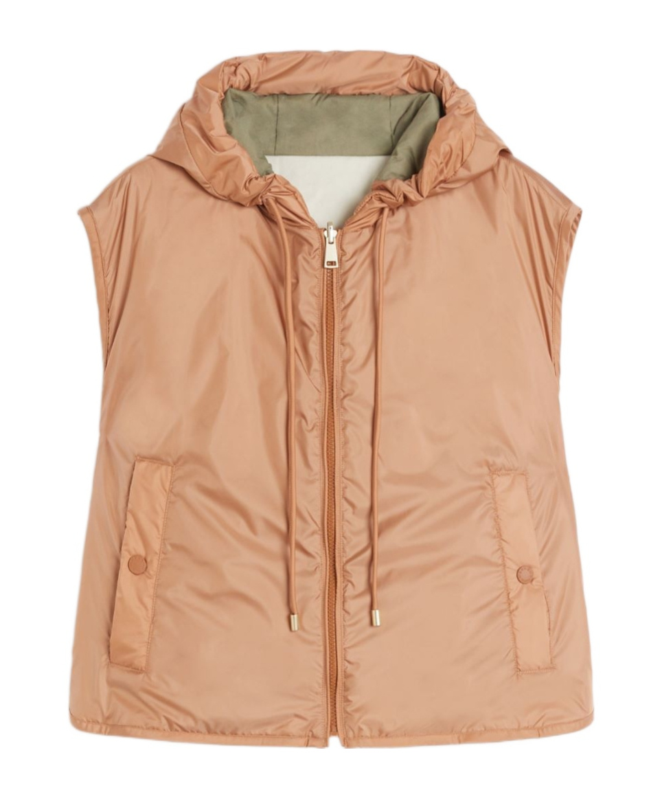 Weekend Max Mara Reversible Water-repellent Canvas Gilet In Brown