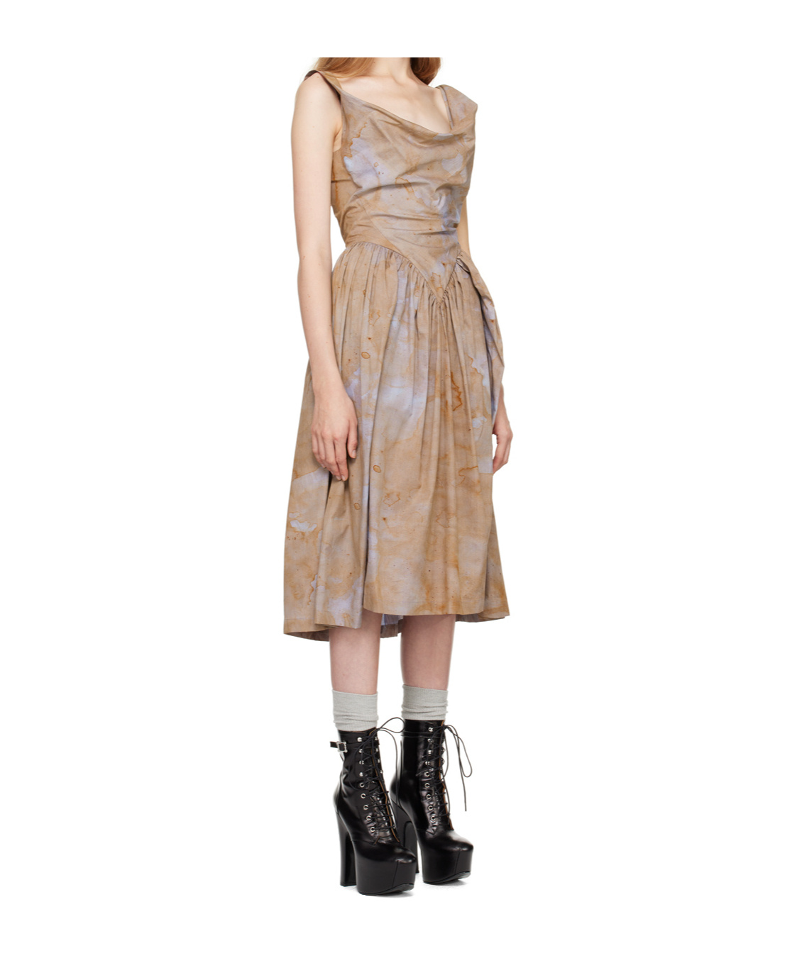 Vivienne Westwood Ssense Exclusive Capsule Brown Sunday Midi Dress In Small Stains