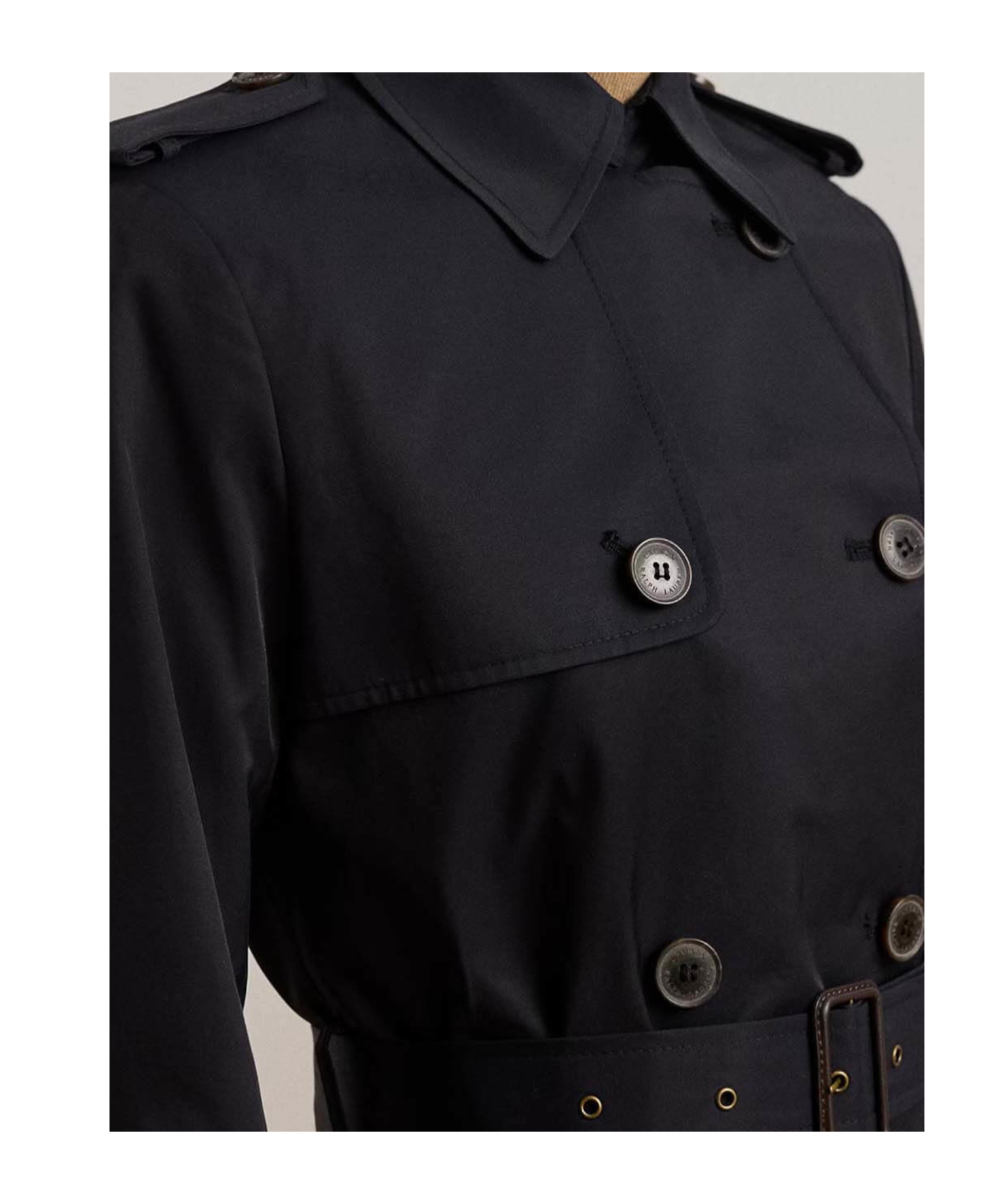 Ralph Lauren Double-breasted Belted Trench Coat In Black