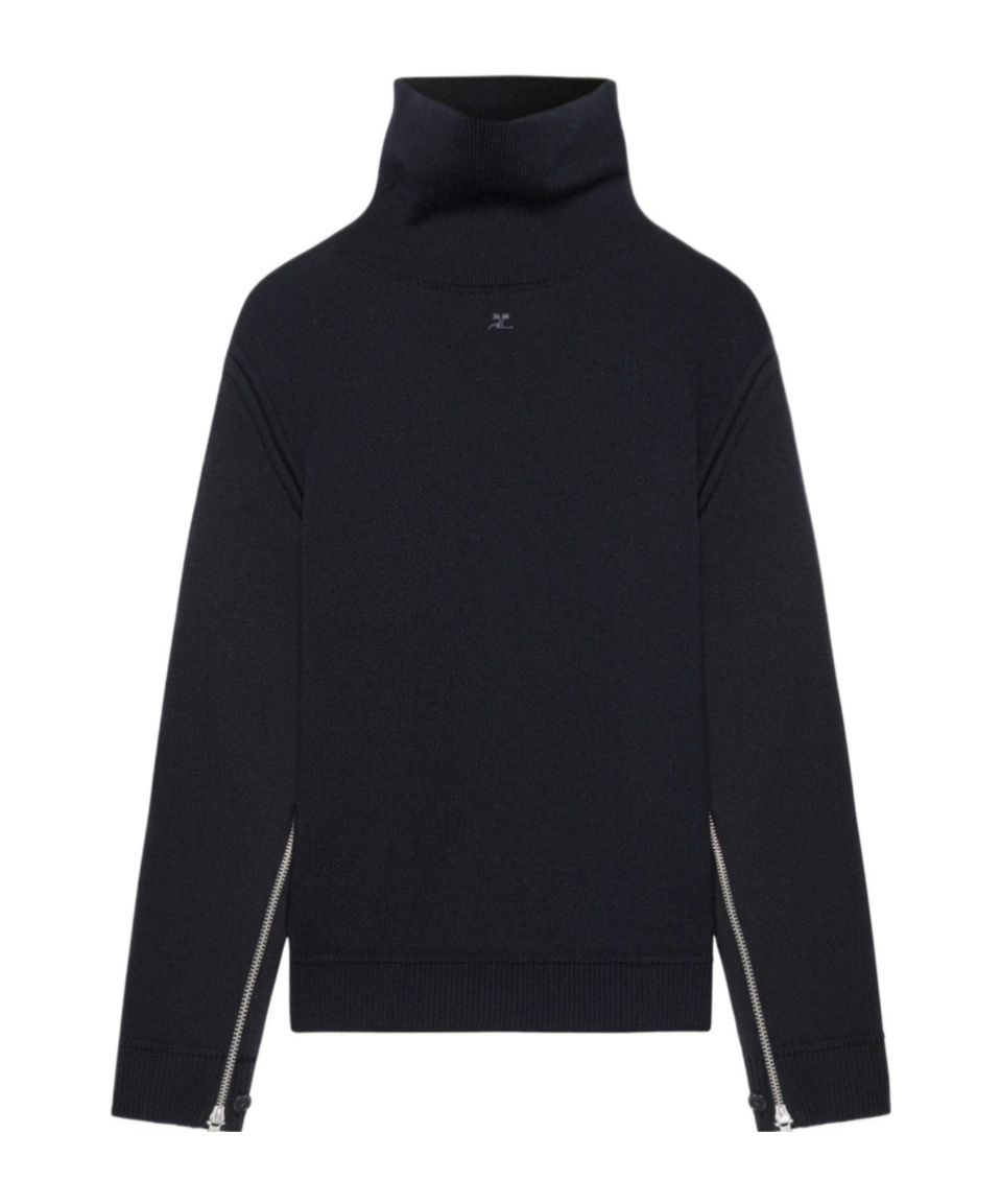 Courrèges Oversized Mock-neck Sweater In Black