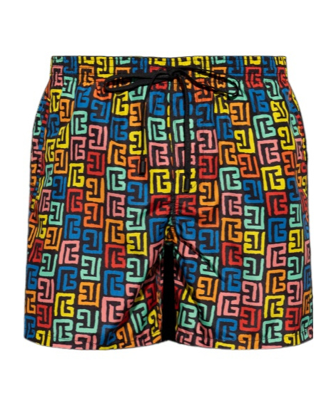 BALMAIN MONOGRAM-PRINT SWIM SHORTS