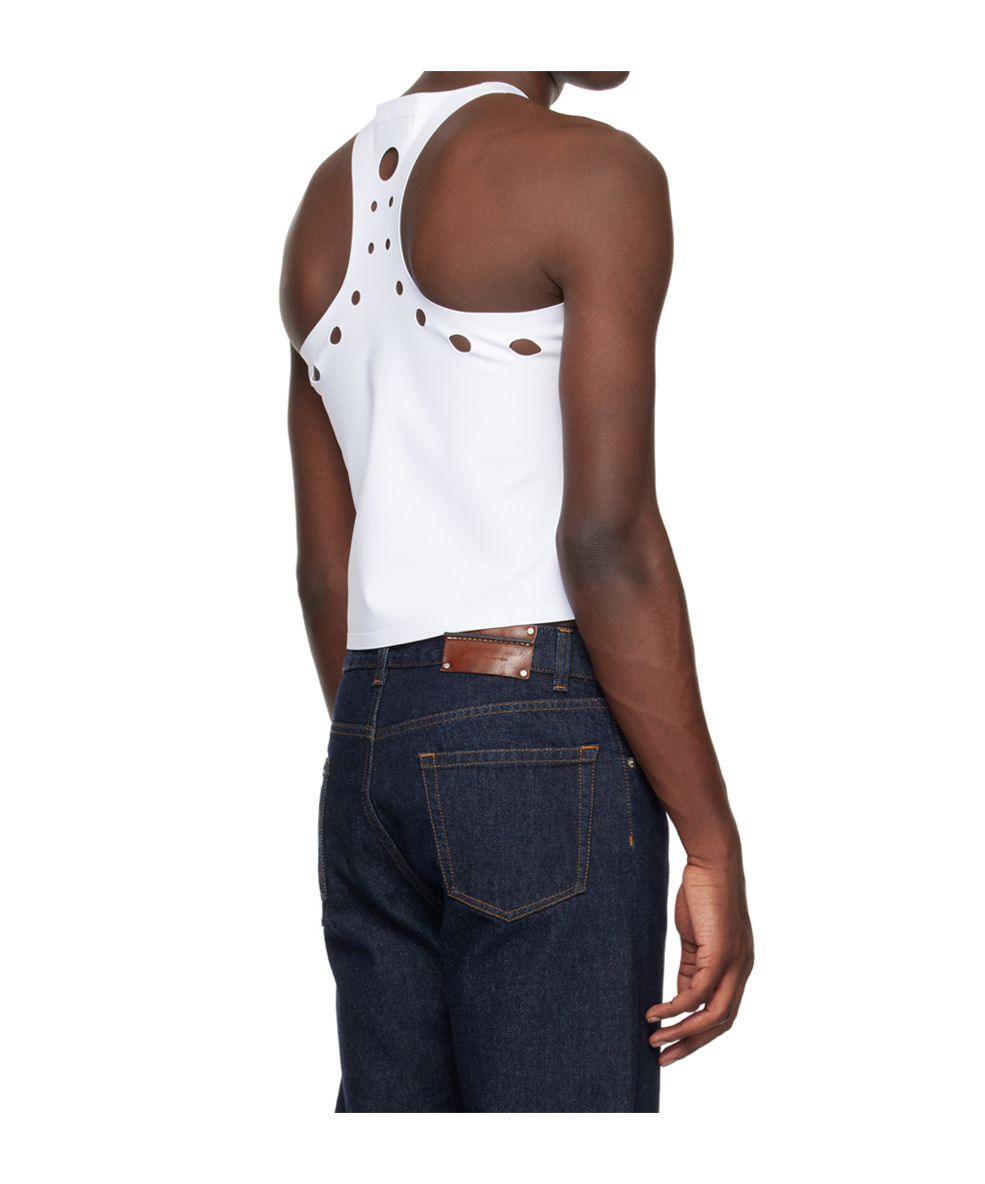 Jean Paul Gaultier White Perforated Tank Top In White
