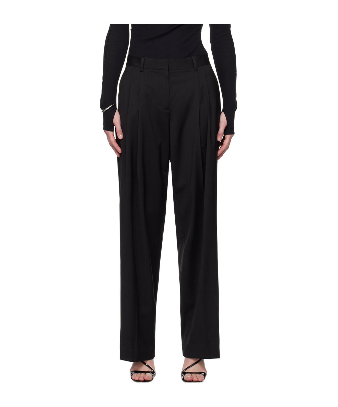 Helmut Lang Double-pleated Belt-loop Casual Pants In Black