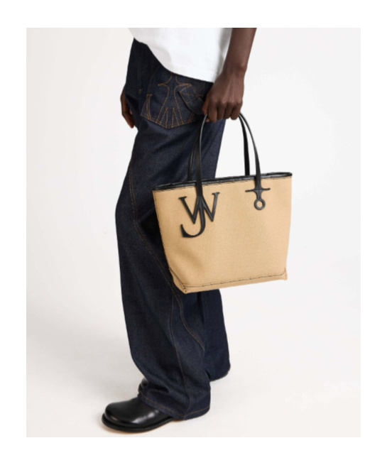 Jw Anderson Anchor Small Leather-trimmed Canvas Tote In Brown