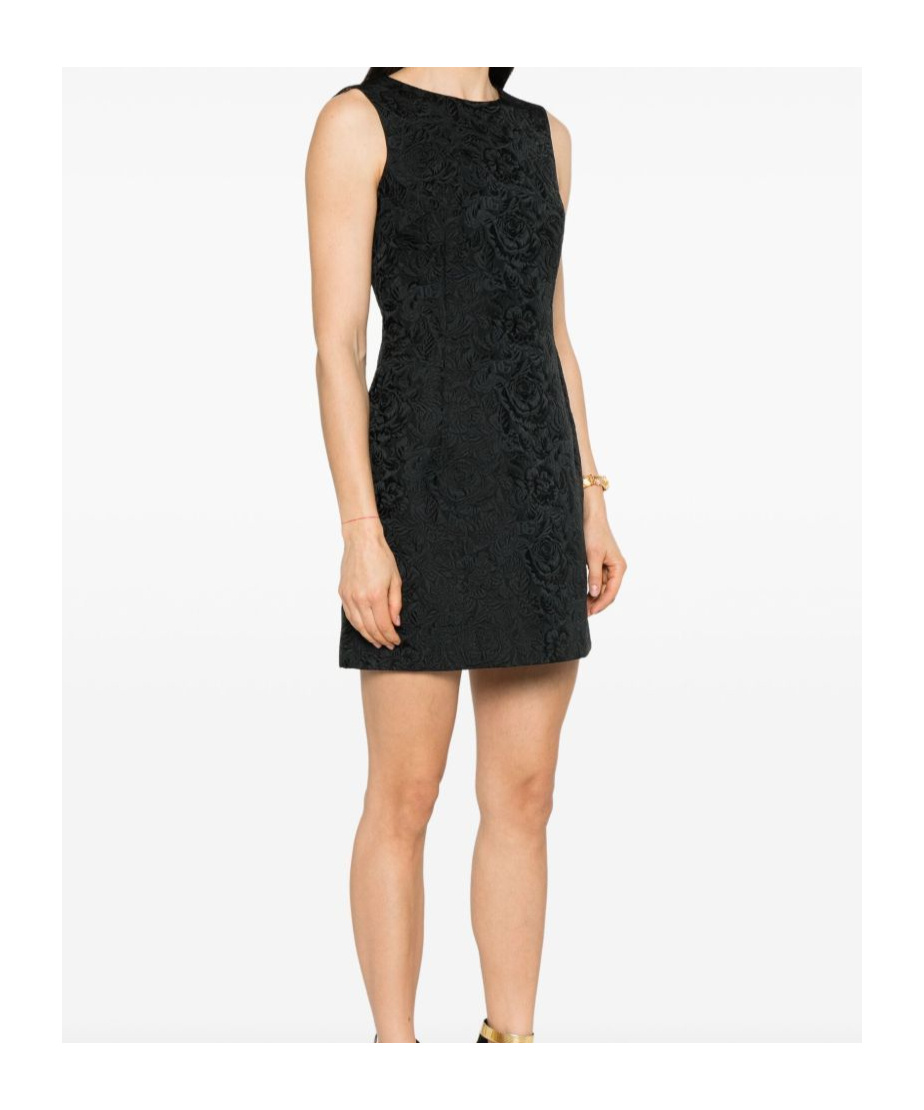Dolce & Gabbana Floral-jacquard Mini Dress In Black
