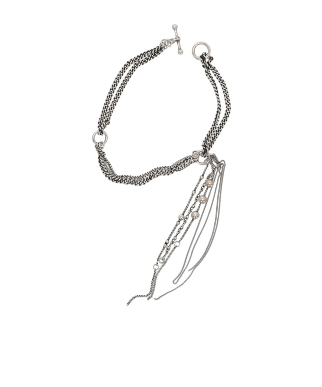 ANN DEMEULEMEESTER LONG CHAIN SILVER PEARL NECKLACE
