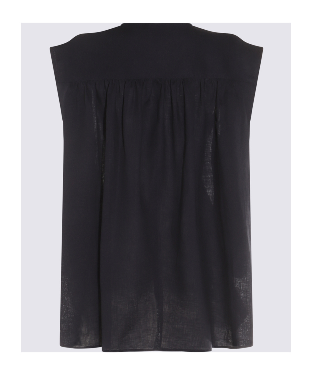 Fabiana Filippi Loose V-neck Sleeveless Top In Night Blue