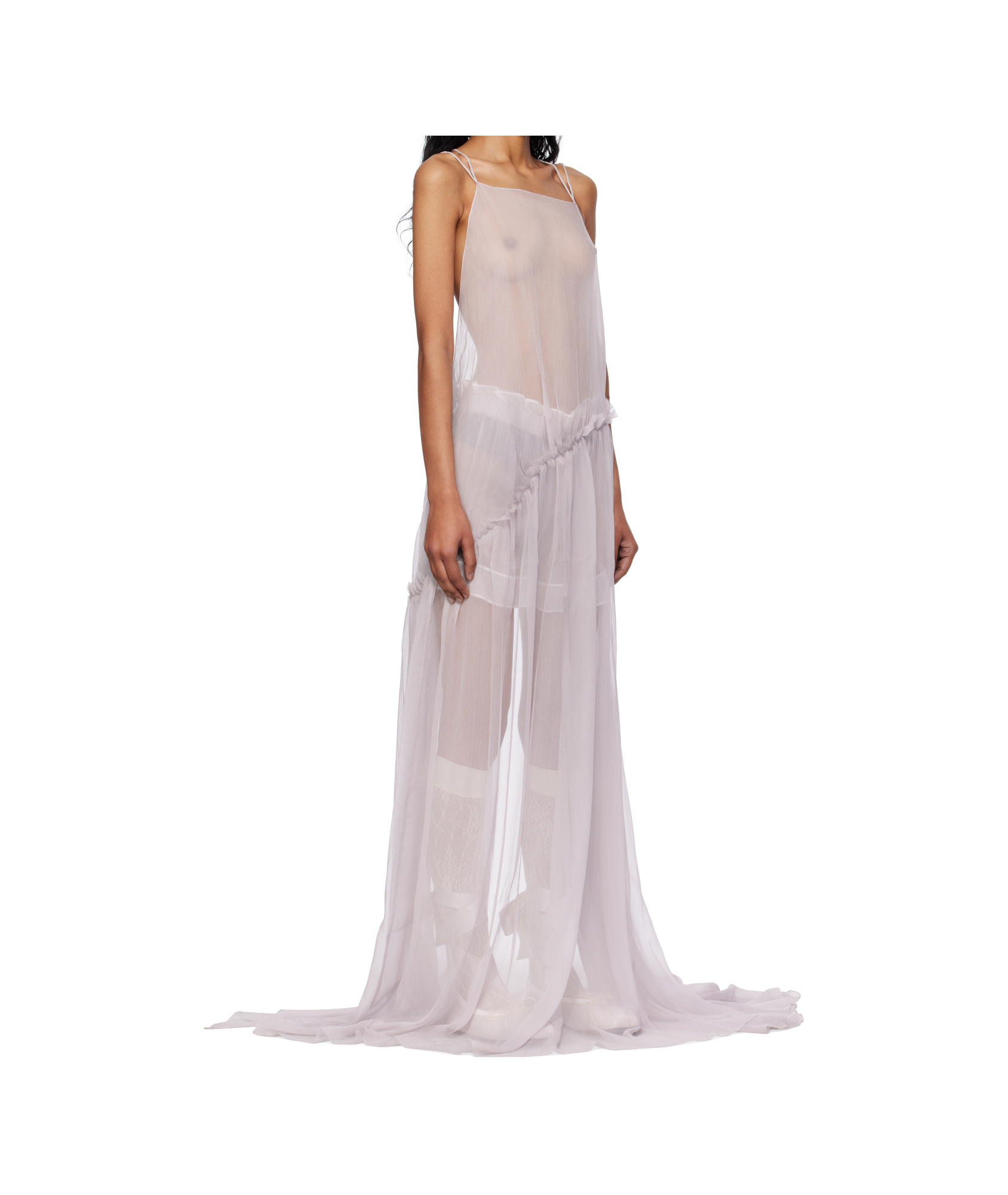 Ann Demeulemeester Purple Neta Long Deconstructed Maxi Dress In Transparent