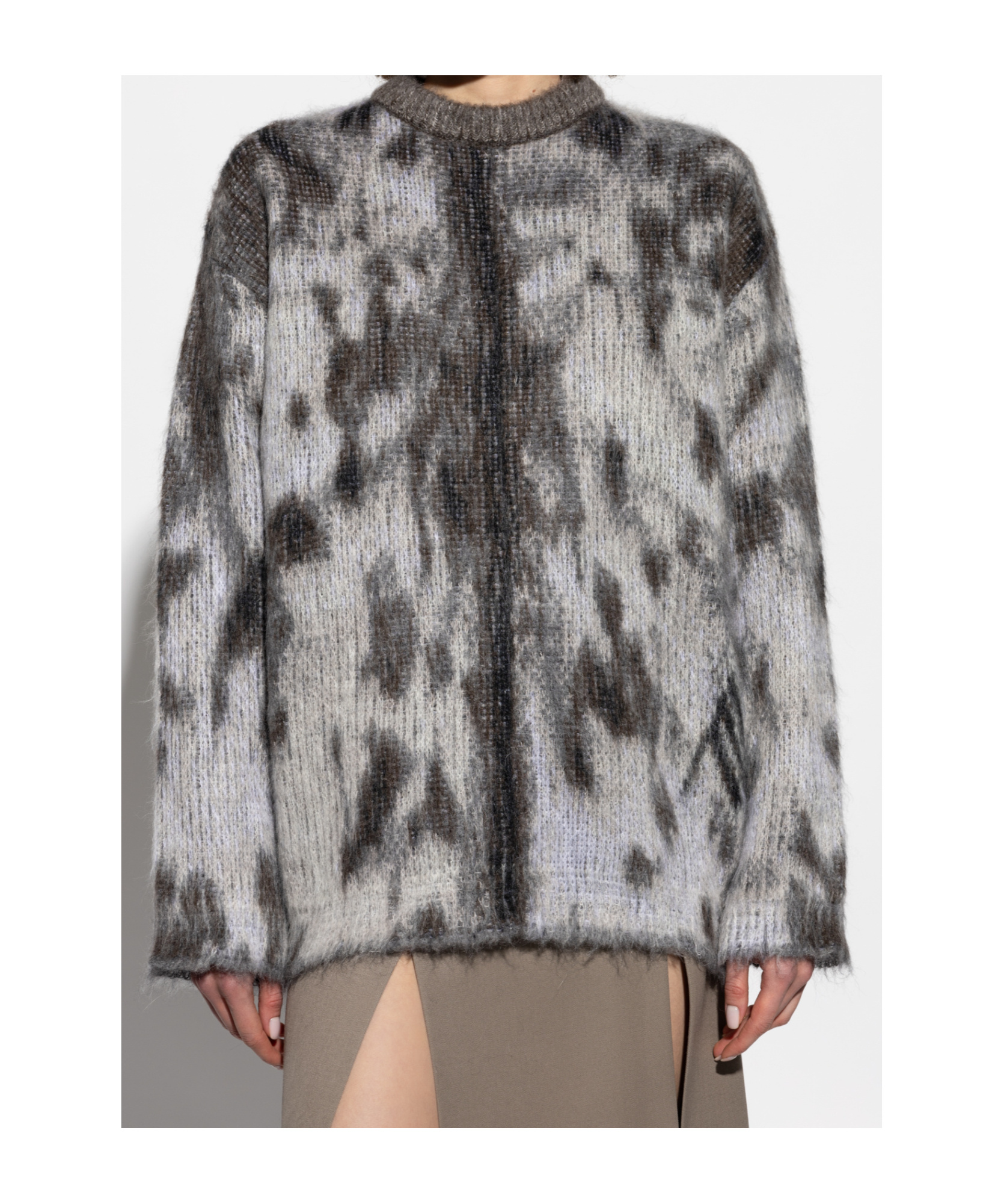 Attico Leopard-print Jacquard Sweater In Gray
