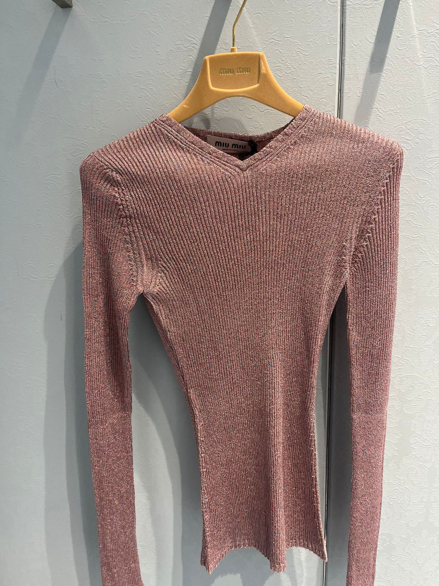 Miu Miu V-neck Sweater In Brown