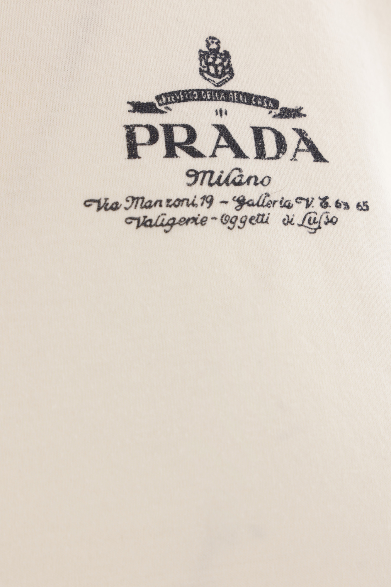Prada Logo Cotton Jersey Top In White