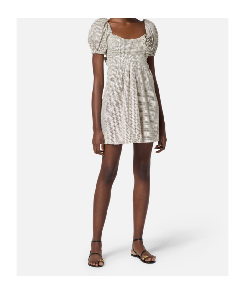 Elisabetta Franchi Polka Dot Print Dress In Nude
