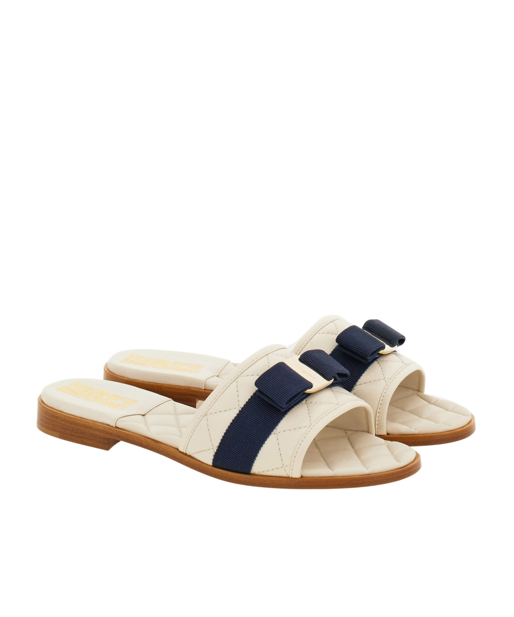 Shop Ferragamo Contrast-color Quilted Slippers In Nude