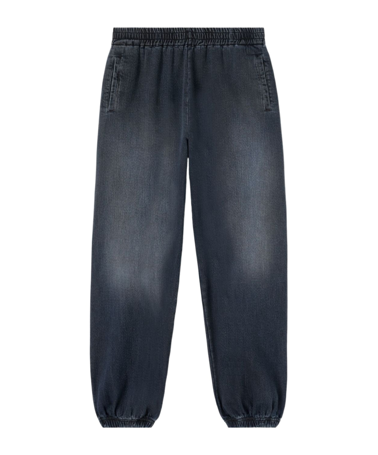 Palm Angels Washed Cotton Wide Trousers For Men In Black