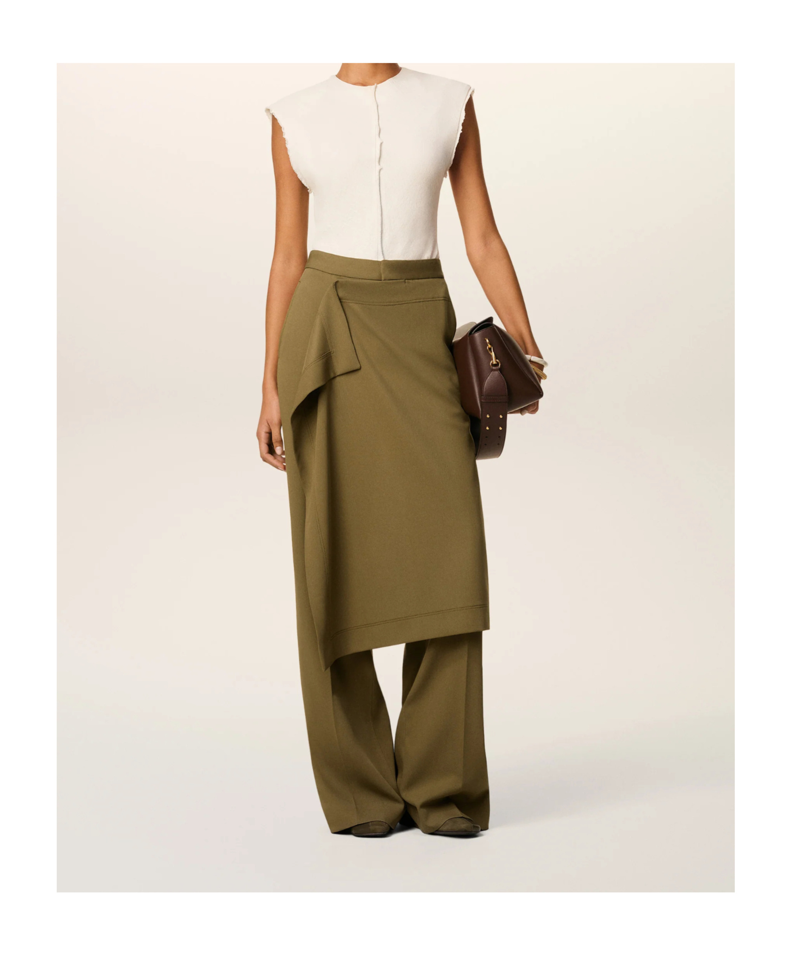 Ami Alexandre Mattiussi Green Wool Front Panel Large Trousers Green In Green