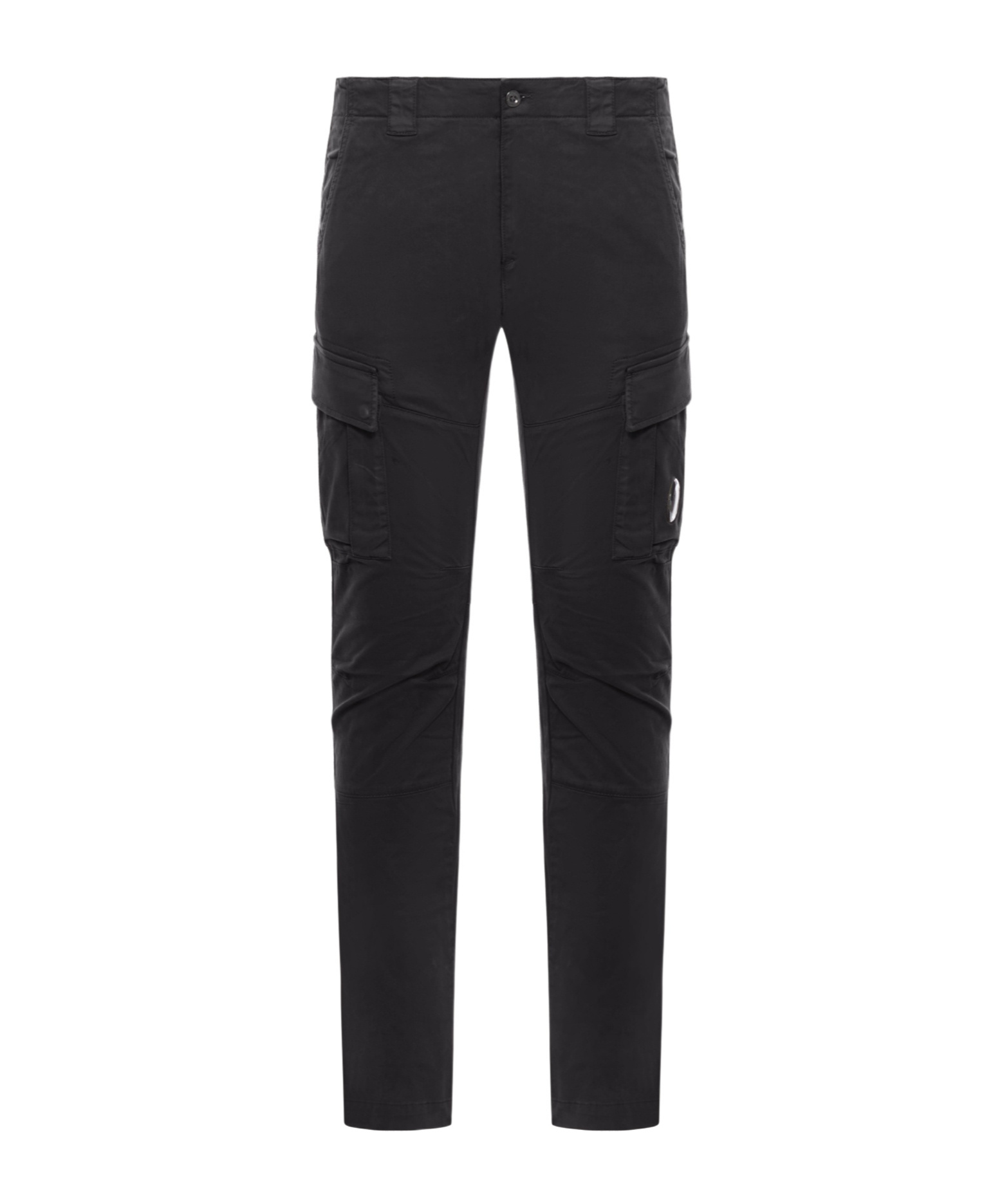 C.p. Company Straight Fit Cargo Pants With Circular Lens Detail In Black