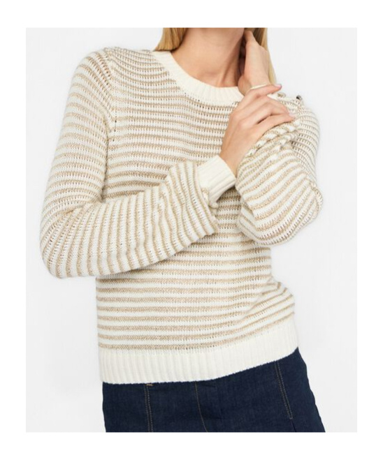 Liu •jo Striped Crew Neck Sweater In Neutral