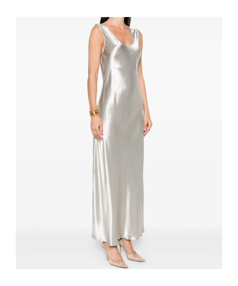 Alberta Ferretti V-neck Slip Dress In Silver
