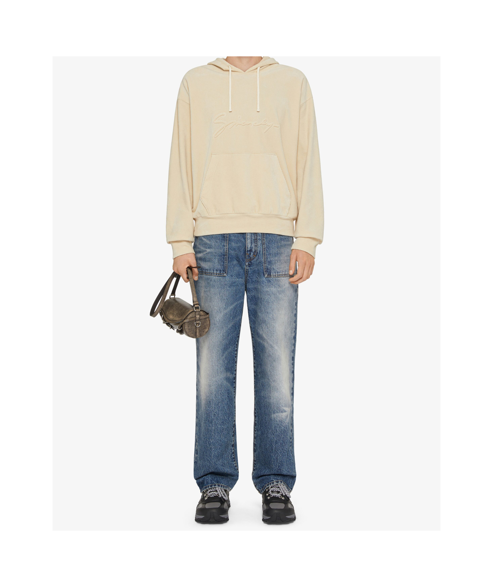 Givenchy Logo Cotton-blend Velvet Hoodie In Nude
