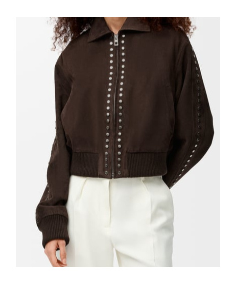 Loewe Bomber Jacket In Suede Lambskin In Brown